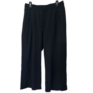 Athleta High Rise Wide Leg Black Pants Womens Size 12 Drawstring Stretch